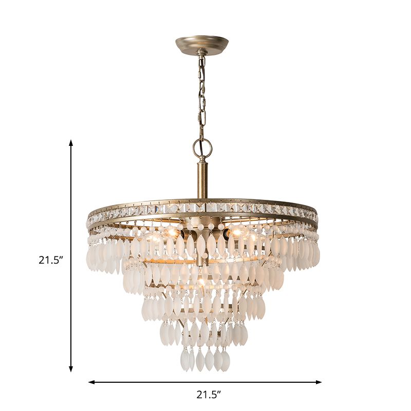 Tiered Ceiling Light Fixture Contemporary Crystal 6 Lights Antique Silver Chandelier Light for Bedroom