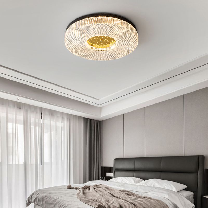 Single Golden Flush Mount Lighting Circle Acrylic LED Ceiling Light