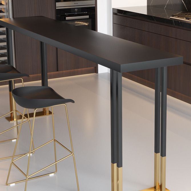 Kitchen Rectangle Wood Top Counter Table Gold Legs Glam Style Bar Table