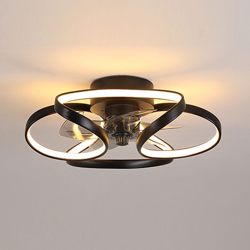 Contemporary Waves Ceiling Fan Light Metal 1 Light LED Ceiling Fan for Bedroom