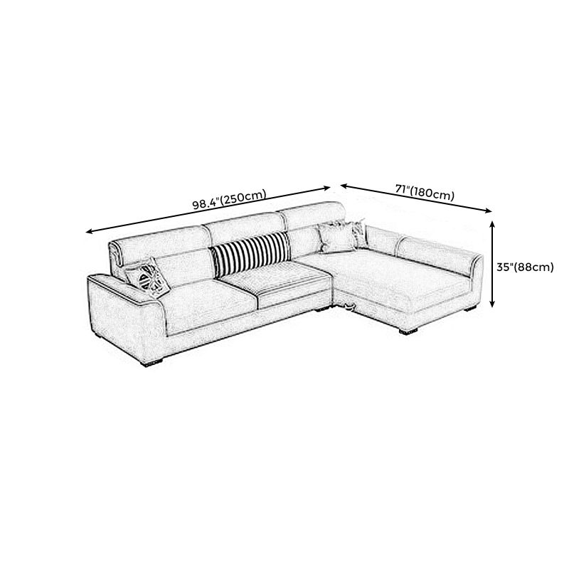 Flared Arms Slipcovered Sectionals with Sewn Pillow Back for Living Room and Apartment