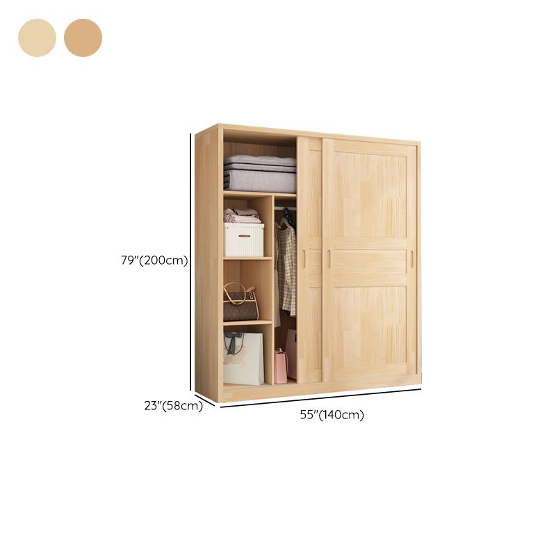 Modern Brown Kid's Wardrobe Wooden Glossy 2-Door Coat Locker