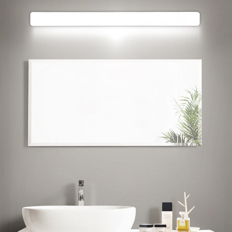 Modern Plastic Vanity Light Strip White 1 Light Mirror Light for Bathroom