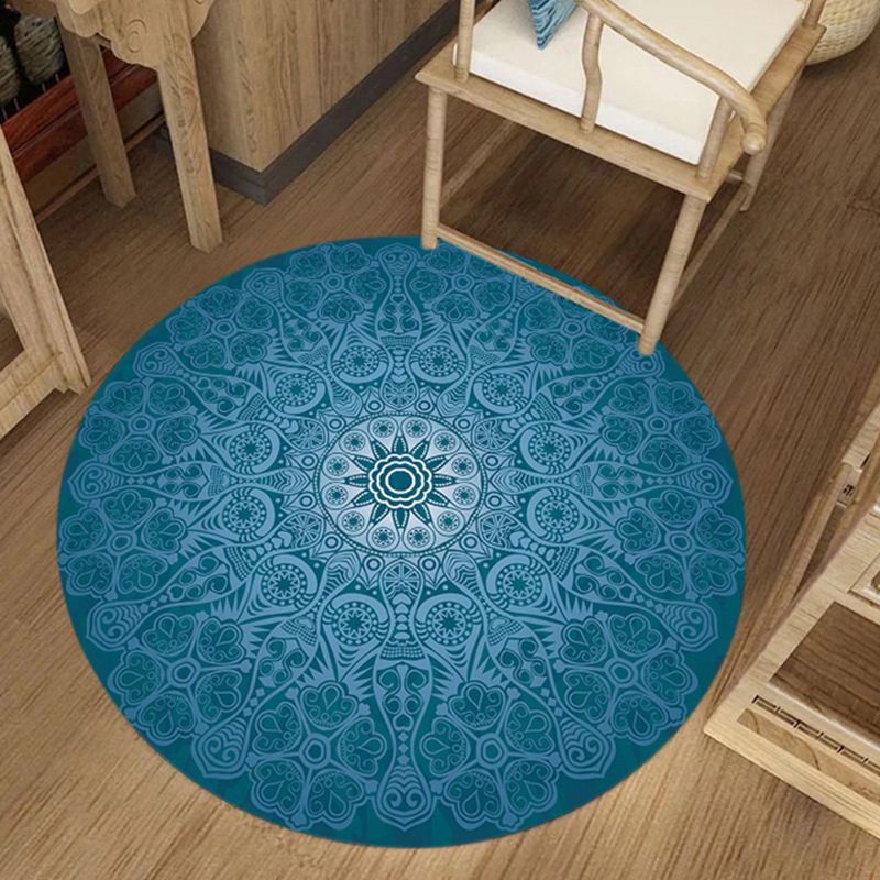 Loda alfombra de estampado floral Azul Rug Flannel Flanela Alfombra lavable de respaldo para sala de estar para sala de estar