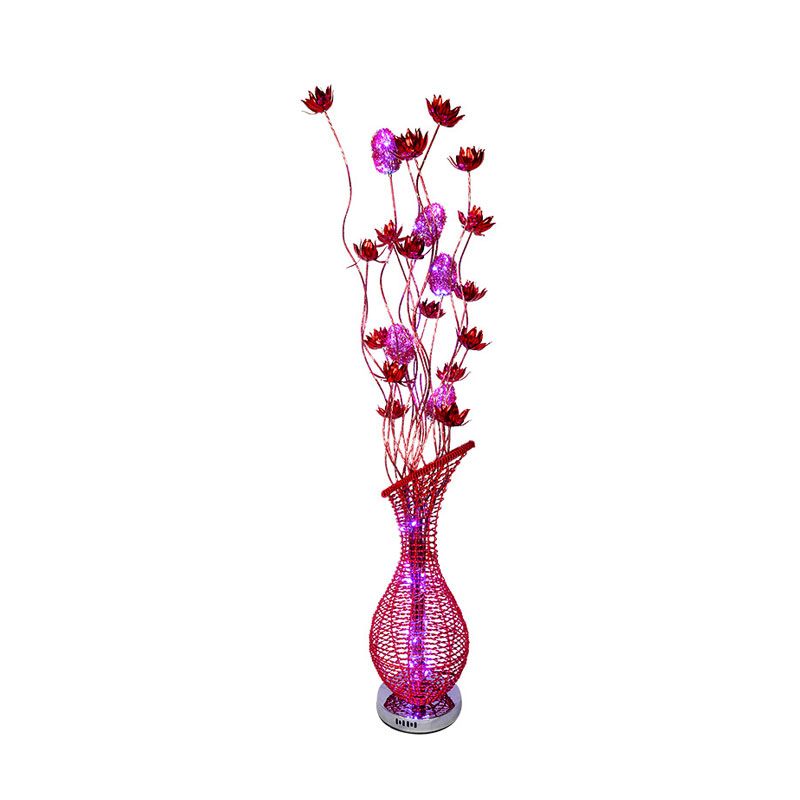 Bevel Vase Aluminum Stand Up Lamp Art Decor Living Room LED Floral Reading Floor Light in Red