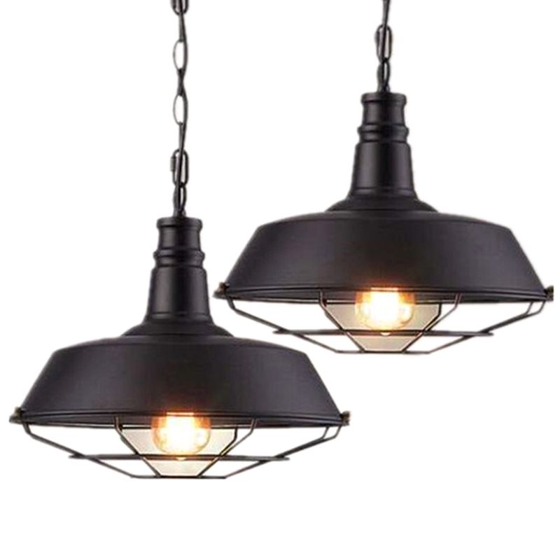 Metal Pendant Lighting Fixture Industrial Black Networked Shop Hanging Ceiling Light