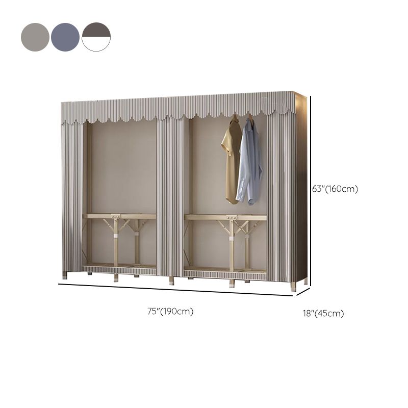 Foldable Metal Frame Wardrobe Armoire Freestanding Wardrobe with Shelves