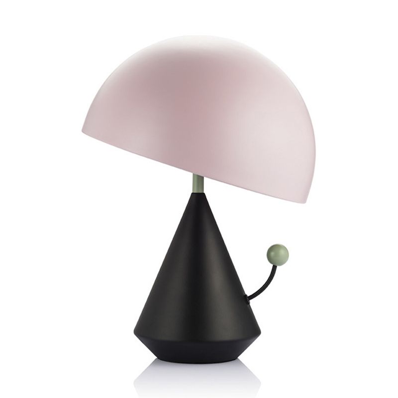 1 Light Bedside Task Lamp Modern Black and Pink Desk Light with Domed Metal Shade