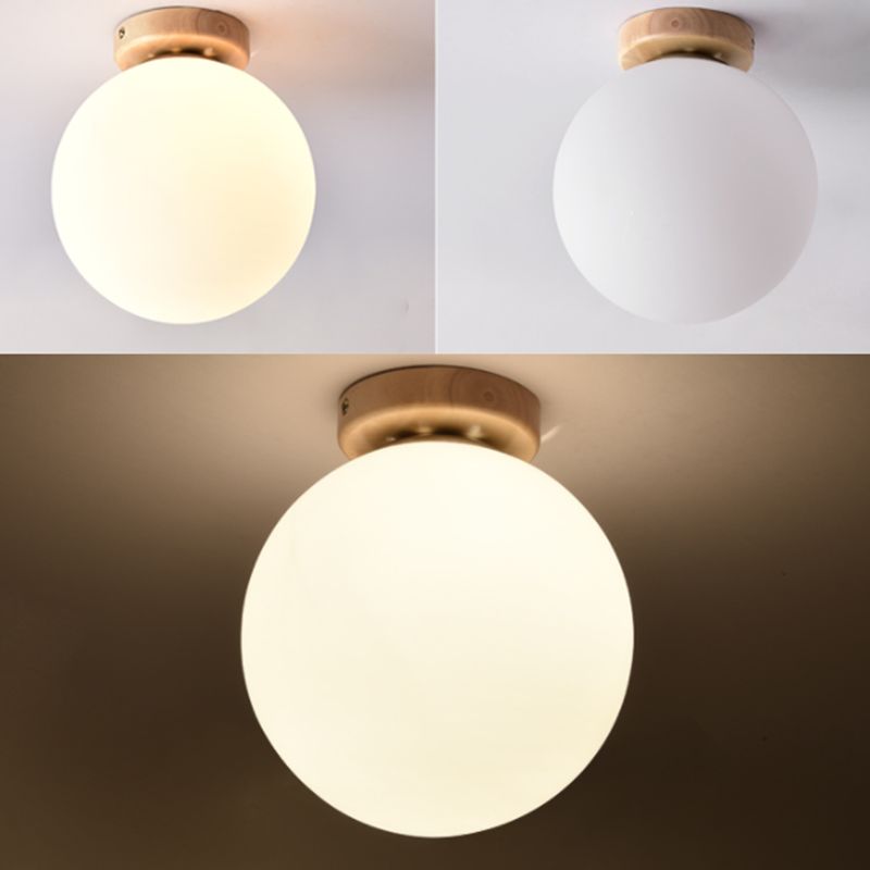 Nordic Wood Corridor Flush Ceiling Light Fixture Down Lighting Acrylic Flush Mount Light