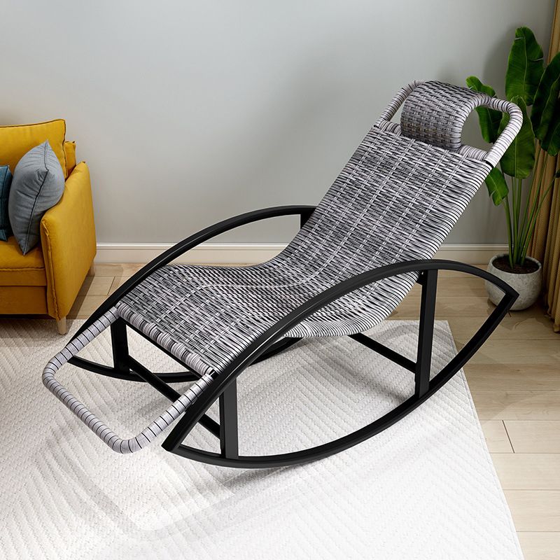 Modern Rocking Chair Woven Rope Rocker Chair With Gray Frame