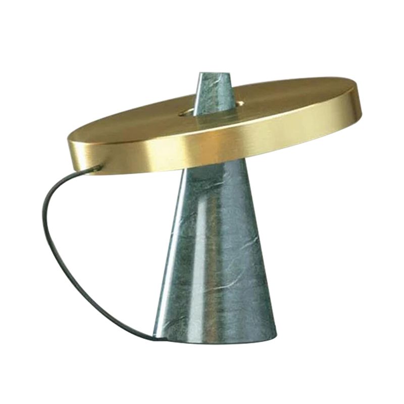 Metallic Round Panel Table Light Moderne 1 Head Gold Finish Schreibtischlampe mit Kegel Aqua Marmor Basis