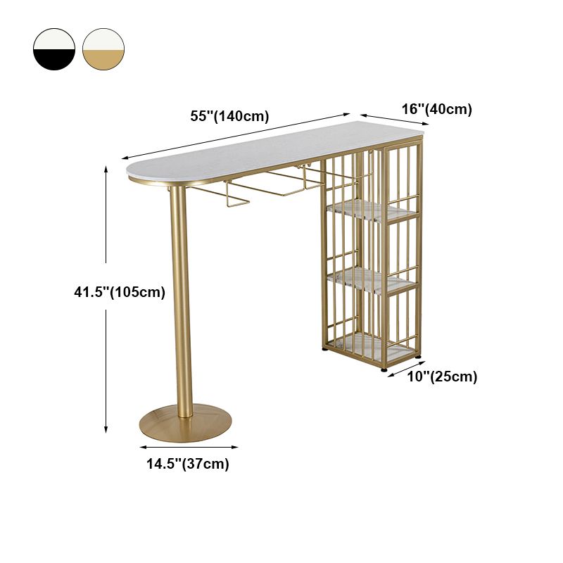 Glam White Marble Counter Table with Specialty Table Top Double Pedestal Table - 42" H