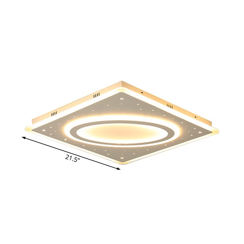 Metalen vierkante inbouwlamp Eenvoudig LED-plafondgemonteerd licht in wit/warm licht, 21,5"/23,5" breed