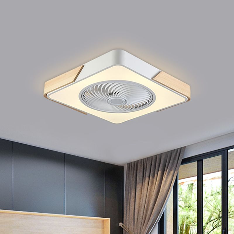 Luz de abanico colgante simple de montaje de semi descarga de dormitorio LED de 20.5 "con tono acrílico geométrico