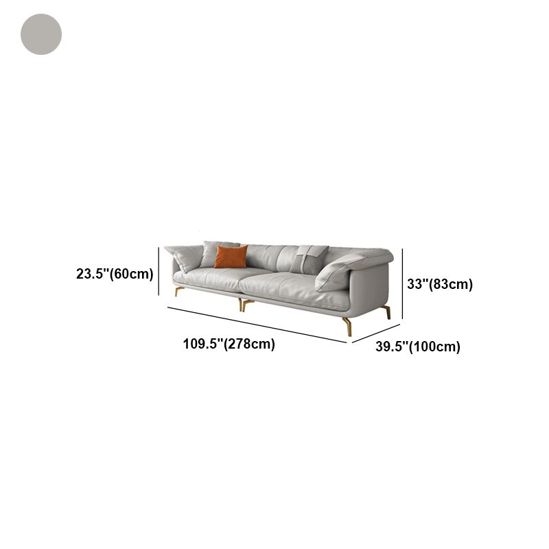 White Sectional Feather Padded Leather Sofa with Pillow Back