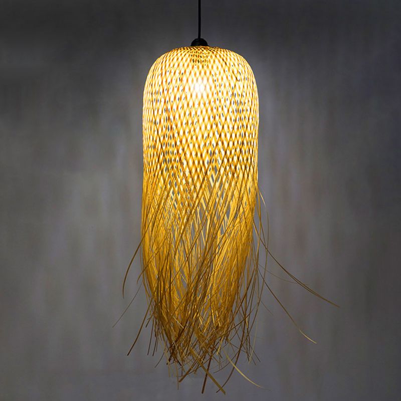 Chinese Handmade Pendant Lighting Fixtures Rattan Hanging Light with Hanging Cord for Restaurant