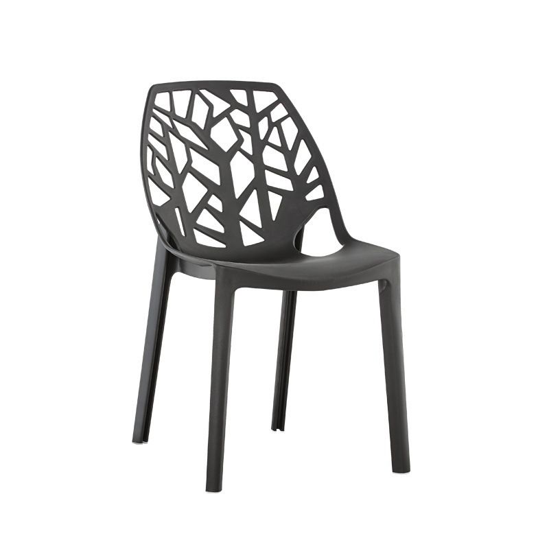 Glam Style Open Back Side Chair Plastic Stackable Dining Chair