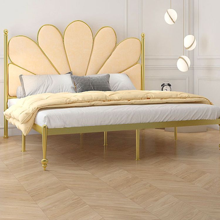 Scandinavian Metal Standard Bed Upholstered Bed with Headboard