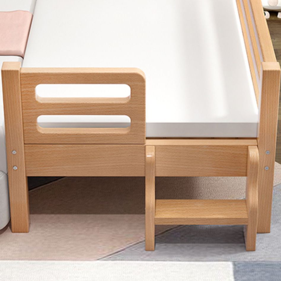 Nordic Style Solid Beech Nursery Bed with Mattress and Guardrail