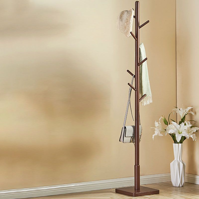 69" Tall Hall Tree with Hooks Hall Stand Modern Solid Wood Coat Hanger