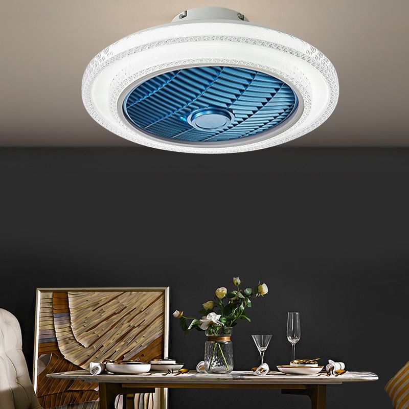 Modern Polished Ceiling Fan Lamp Metallic LED Ceiling Fan Light for Living Room