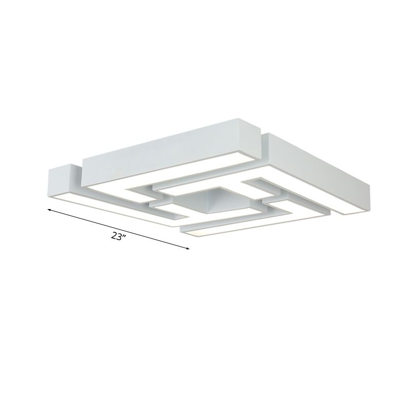 Maze Bedroom Flush Lamp Acrylic Shaded White LED Ceiling Mounted Fixture in Warm/White Light