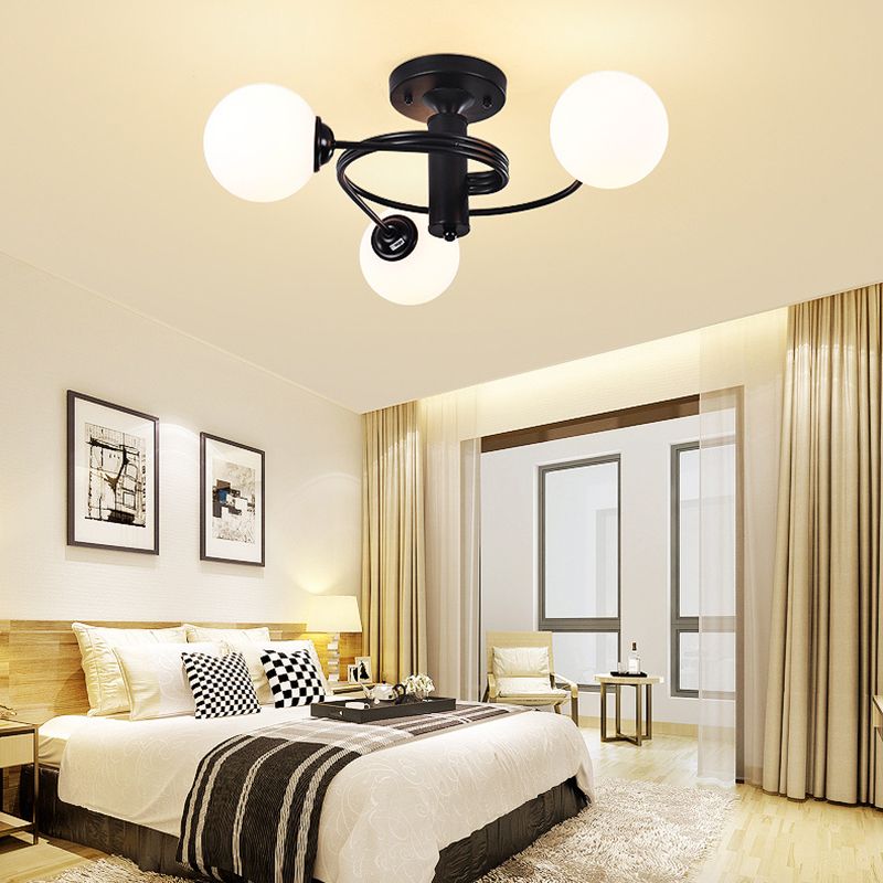 3/5-Light Black/Golden Modern Flush Mount Lighting LED Ceiling Light for Bedroom