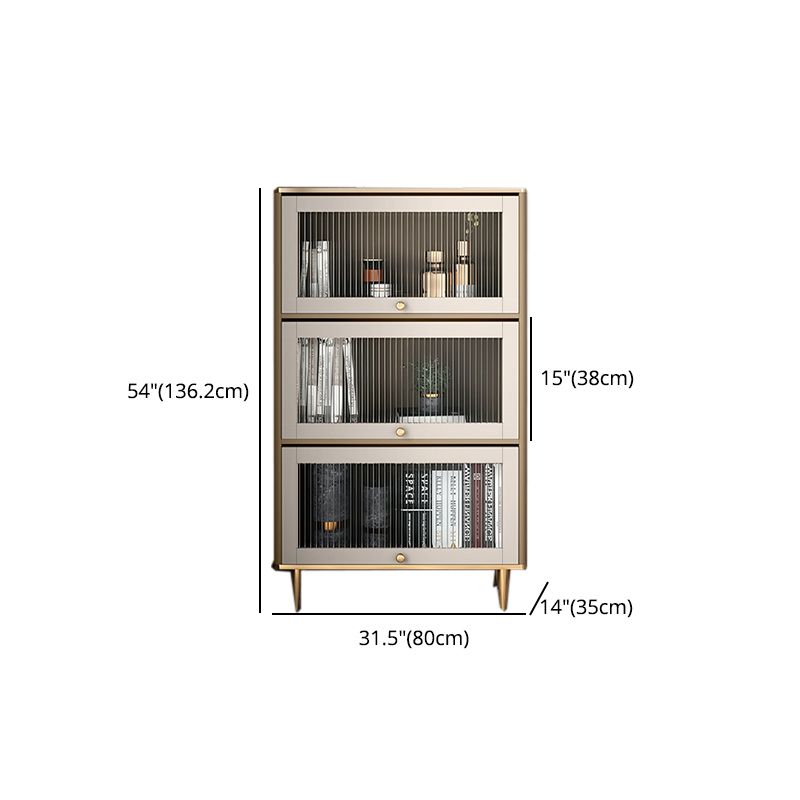 Glam Standard Bookcase Metal Frame Manufactured Wood Bookshelf with Glass Doors