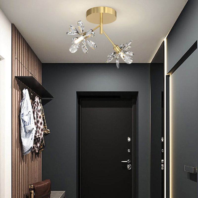 Starburst Flush Ceiling Lights Modern Crystal Flush Mount for Hallway