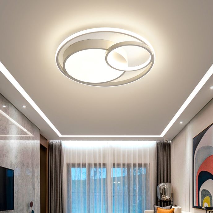 Minimalism Ceiling Light Fixture Circle LED Flush Mount in White for Bedroom