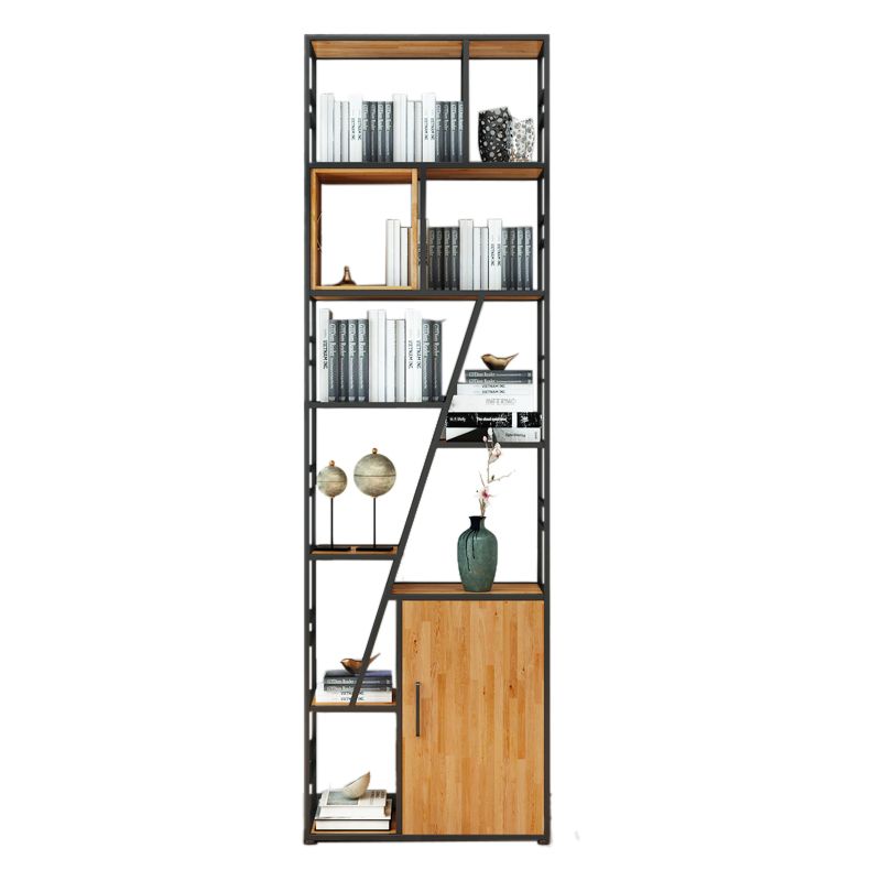 Urban Metal Bookcase Black Open Back Book Shelf with Cabinets