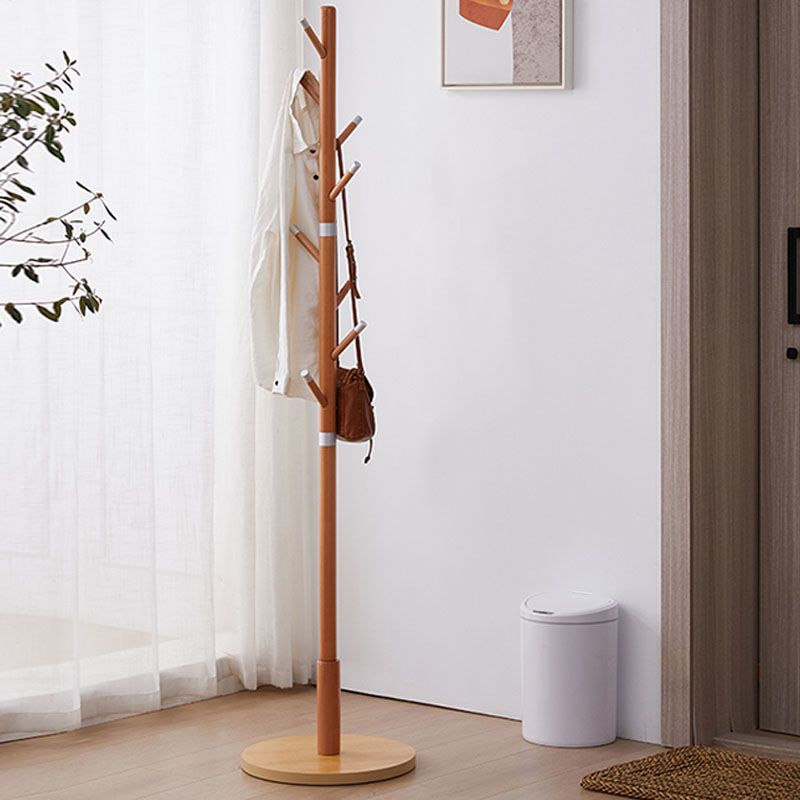 Modern Coat Hanger Wood Hall Tree Free Standing Coat Rack with Hooks