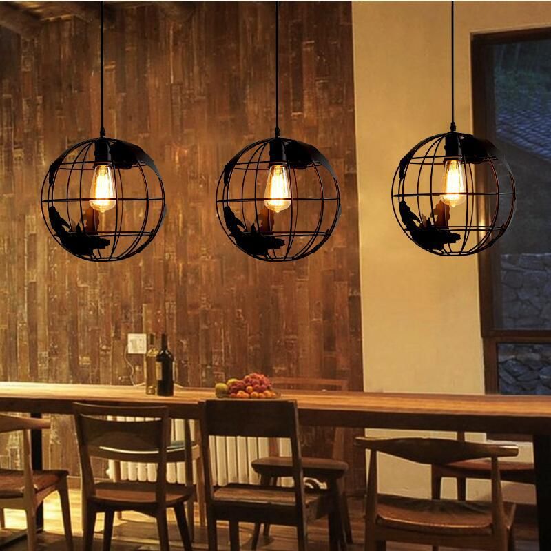 1 Light Globe Hanging Light Fixtures Retro Industrial Metal Ceiling Pendant for Bar