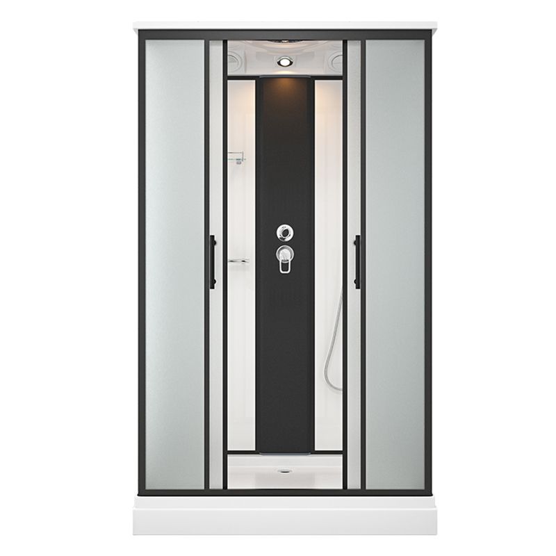 Shower Stall Black Framed Double Sliding Rectangle Shower Stall