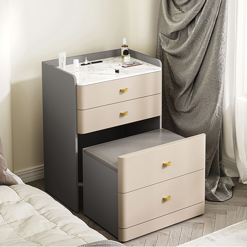 Modern Style Rock Slate Frame Grey/light Brown Solid Wood Drawer Dresser