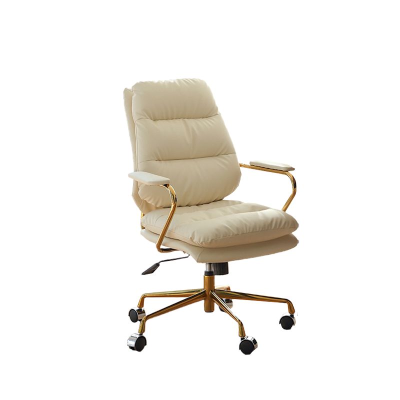 Modern Upholstered Office Chair Fixed Arms No Distressing Desk Chair with Wheels