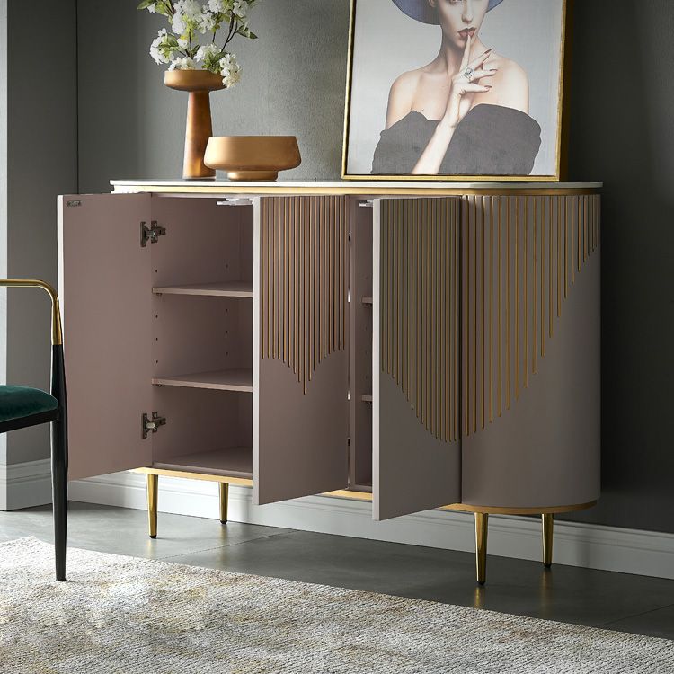 Modern Style Sideboard Stone Adjustable Shelving Side Board with Drawers and Cabinets