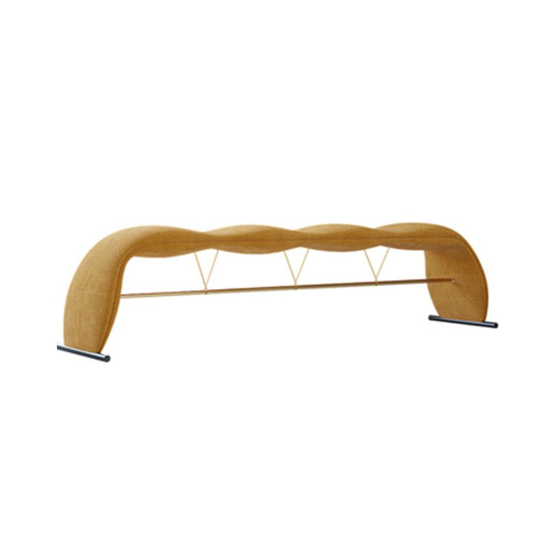 Glam Bedroom Bench Cushioned Backless Seating Bench with Metal Base