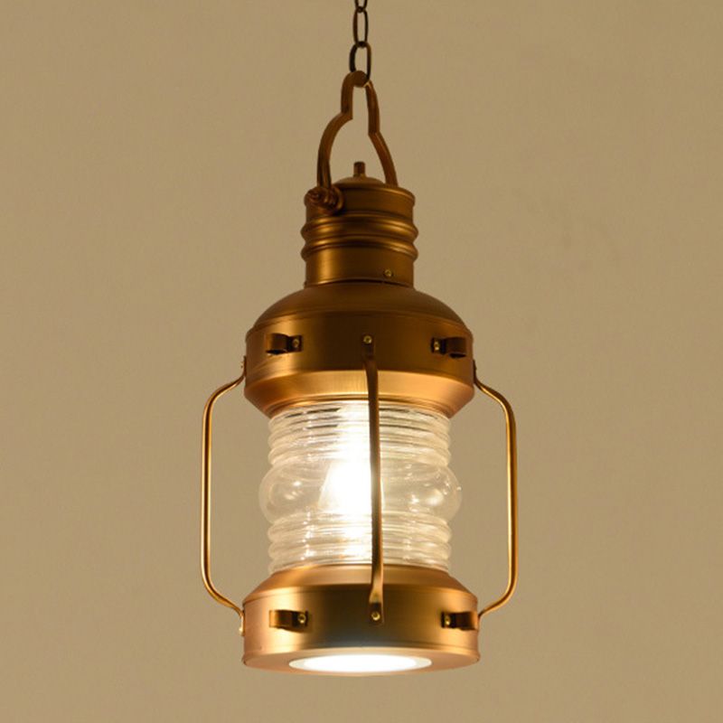 18.8" H Vintage Kerosene Lamp Hanging Light Nautical Style Iron Suspended Pendant Light for Bedroom