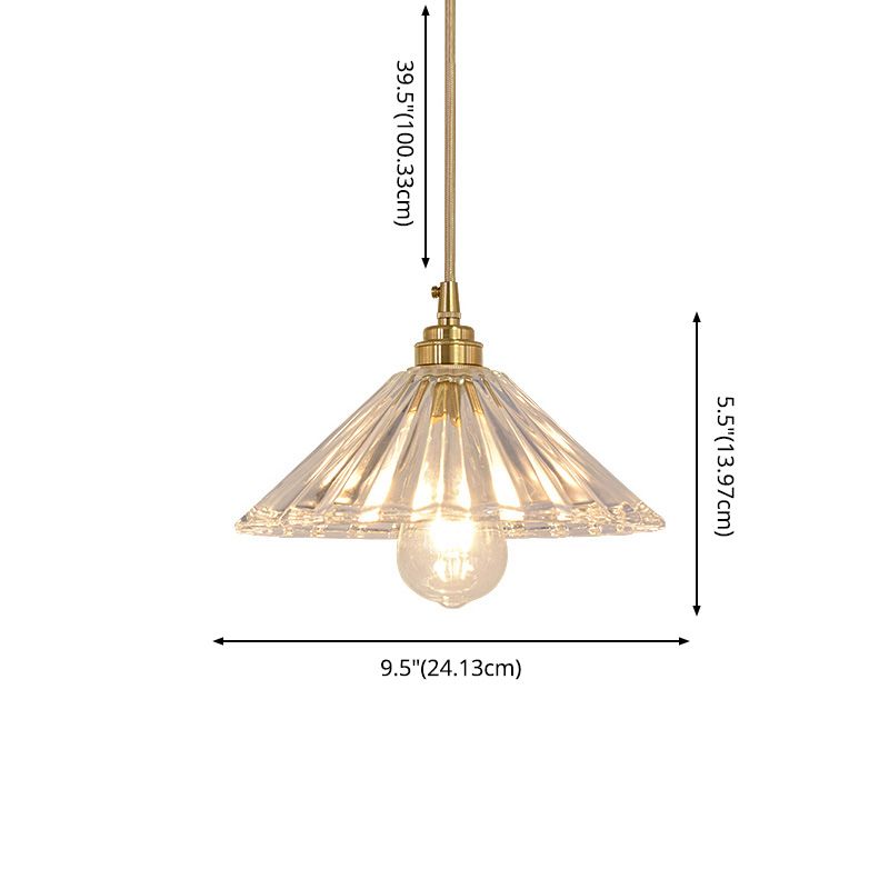 Brass Glass Hanging Light Fixture Industrial Single Pendant Lights for Restaurant