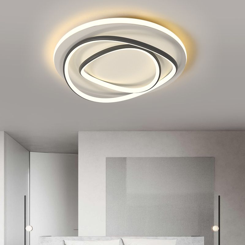 Black and White Contemporary Flush Mount 3 - Light Linear Metal Ceiling Mount