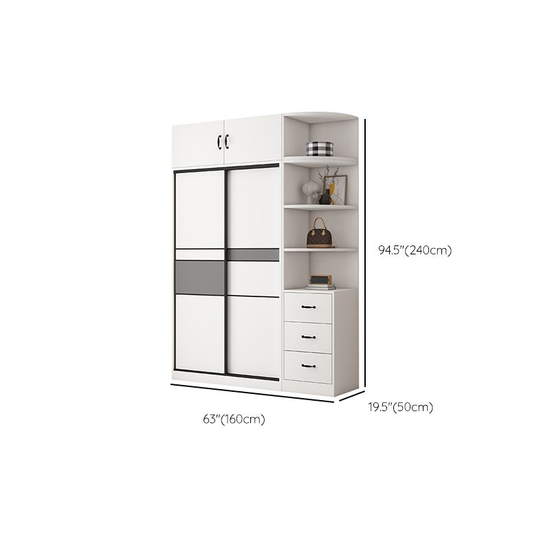 White and Gray Armoire Cabinet with Shelves Contemporary Youth Armoire