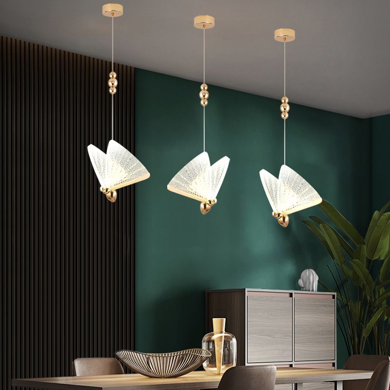 Modern Style Butterfly Shape Pendant Lighting Metal 1 Light Pendant Light for Bedroom