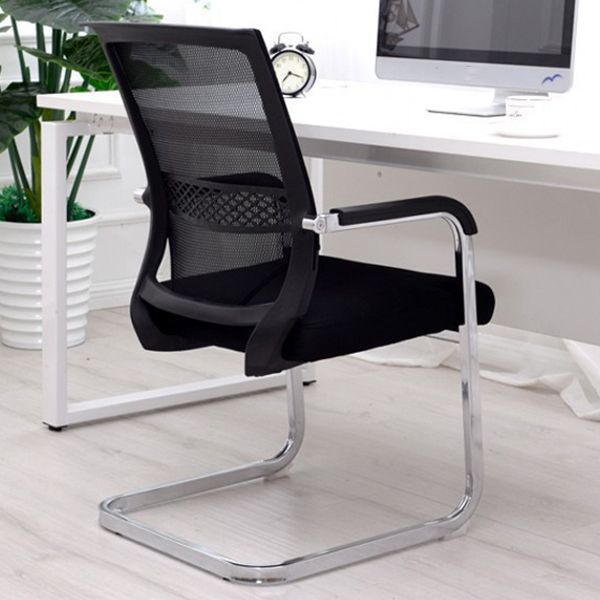 Contemporary Mid-Back Arm Chair Black Conference Microfiber Office Chair