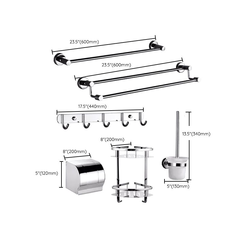 Contemporary Style Silver Metal Bathroom Accessory as Individual or as a Set