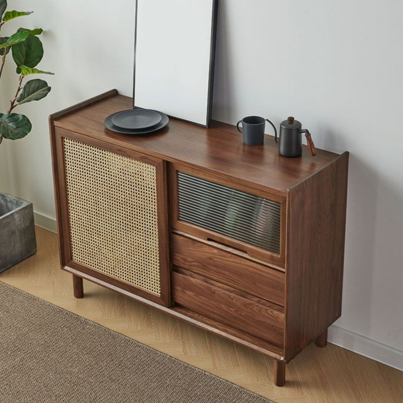 Modern Wood Sideboard Table 2 Drawers Cabinets Included Server for Living Room