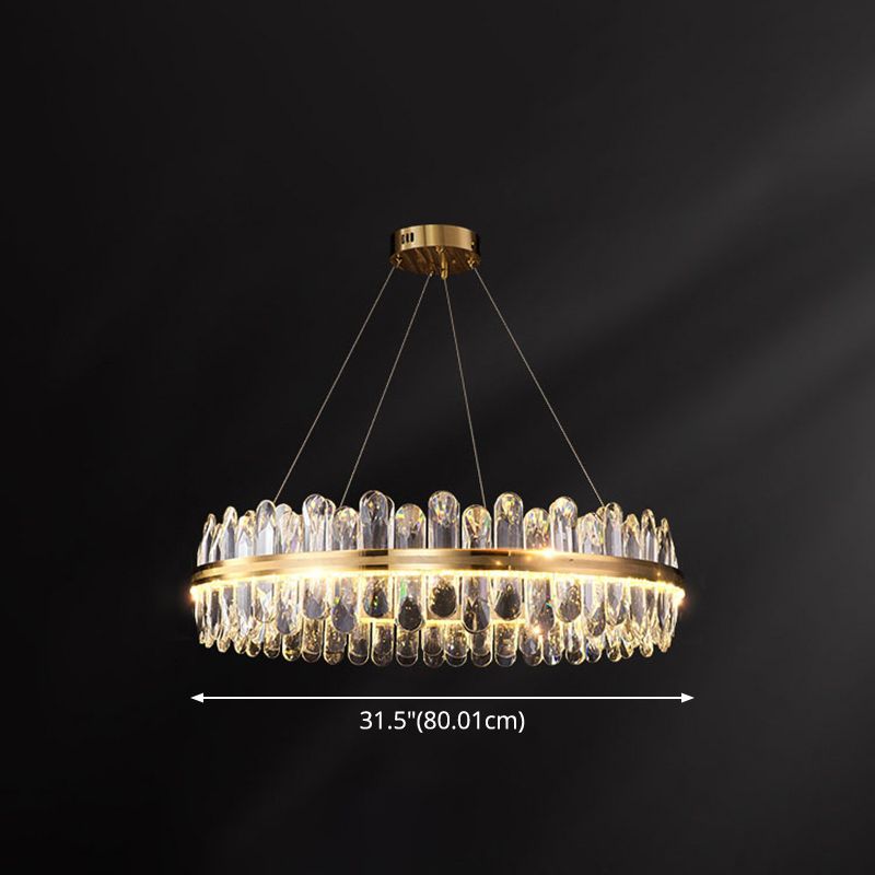 Circle Dining Room Pendant Lighting Crystal LED Chandelier minimaliste en laiton