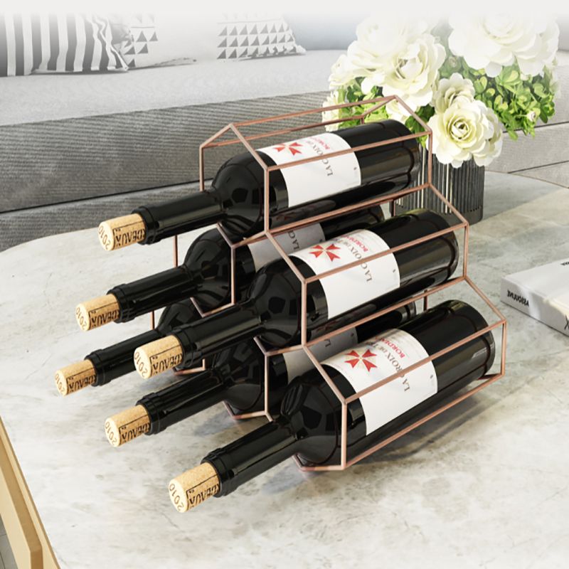 Contemporary Metal Wine Rack Bottle Tabletop Or Countertop Free-Stand Bottle Holder