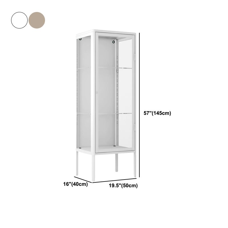 Metal Modern Curio Cabinet Glass Doors Adjustable Display Cabinet for Living Room