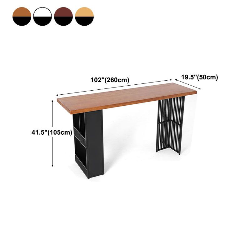 Living Room Solid Wood Bistro Table Rectangle Storage Pub Height Dining Table